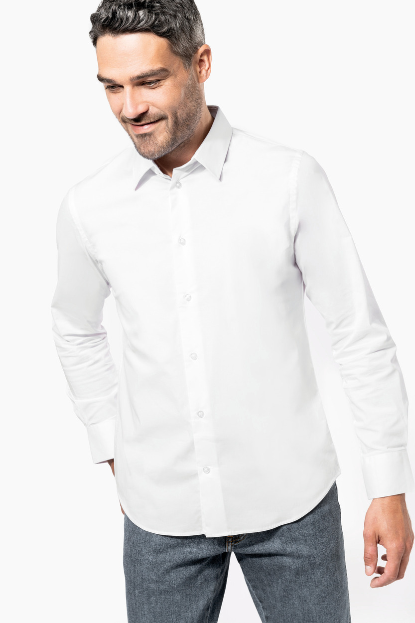 Kariban Heren stretch overhemd lange mouwen [K529]