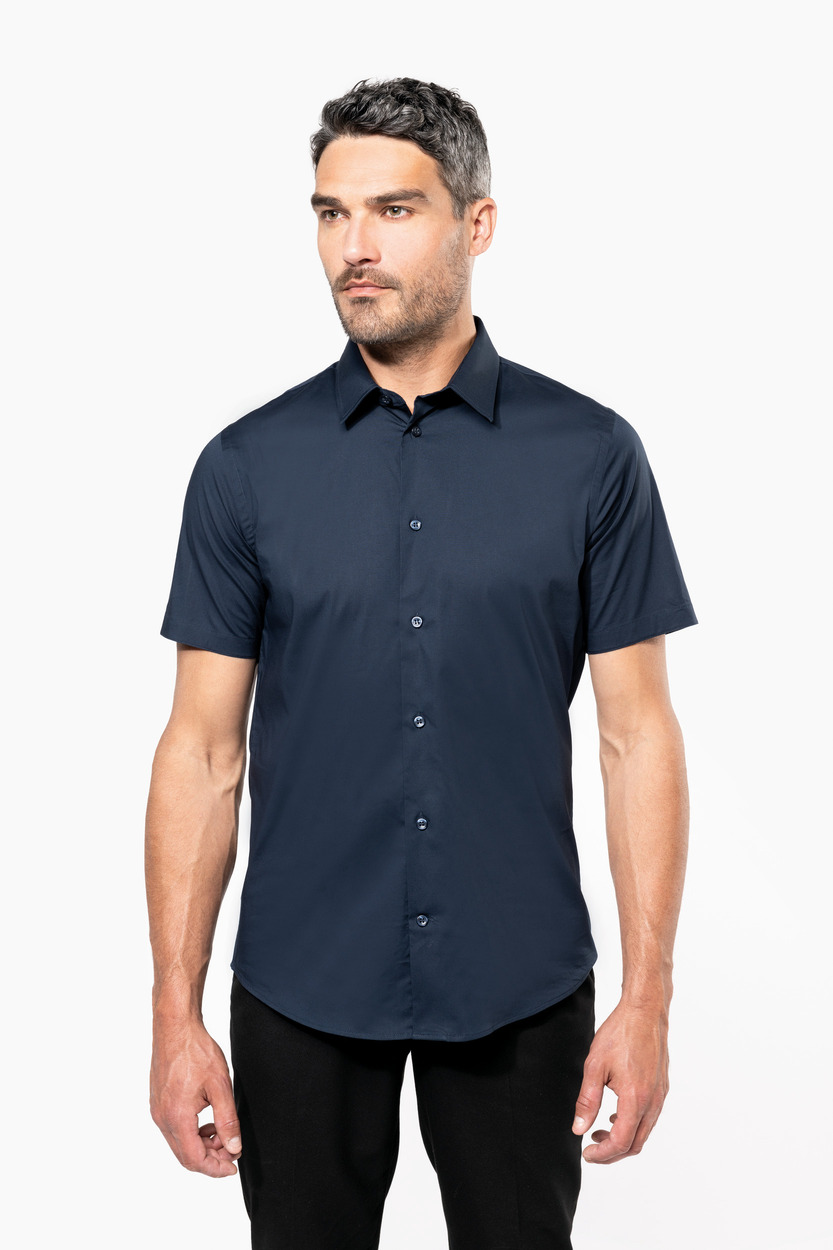Kariban Heren stretch overhemd korte mouwen [K531]