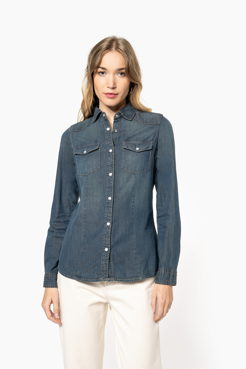 Kariban Ladies' long sleeve denim shirt [K518]