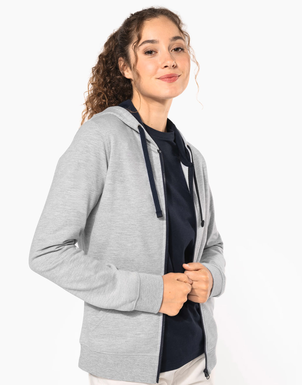 Kariban Ladies contrast hooded full zip sweatshirt [K467]