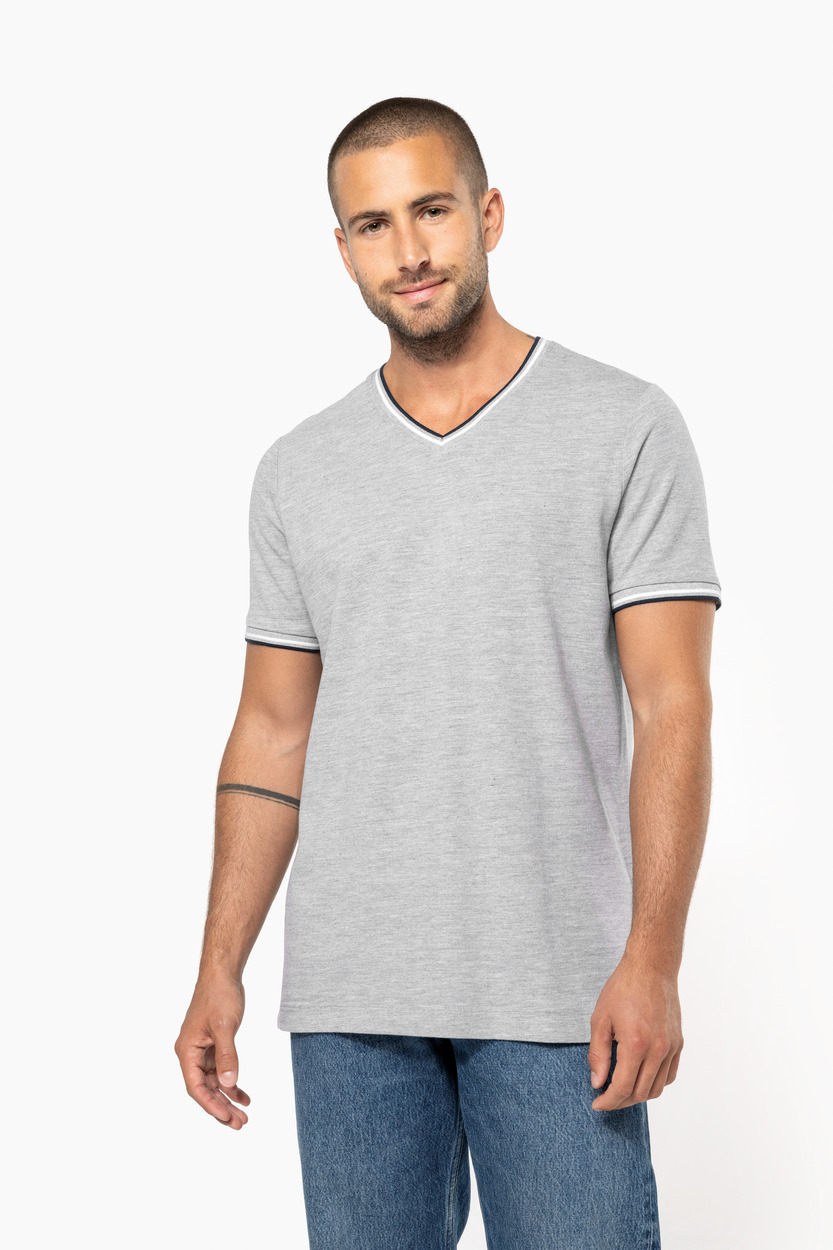 Kariban Mens pique knit V-neck T-shirt [K374]