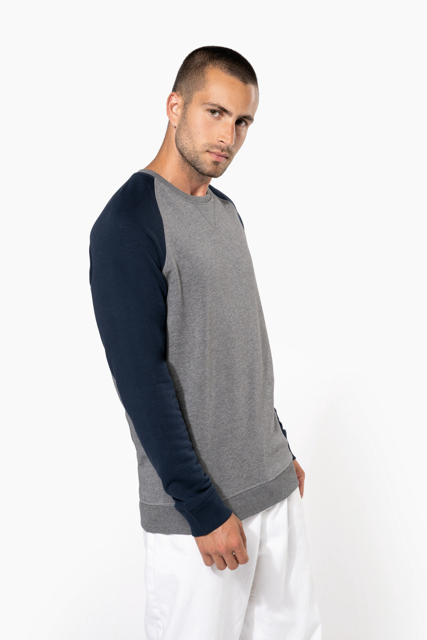 Kariban Mens two-tone organic crew neck raglan sleeve sweatshirt [K491]