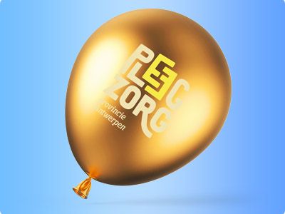 gouden ballon met bedrukking van logo Pleegzorg