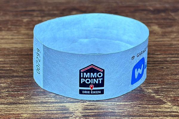 zilveren tyvek polsbandje van 25mm breed met full color opdruk